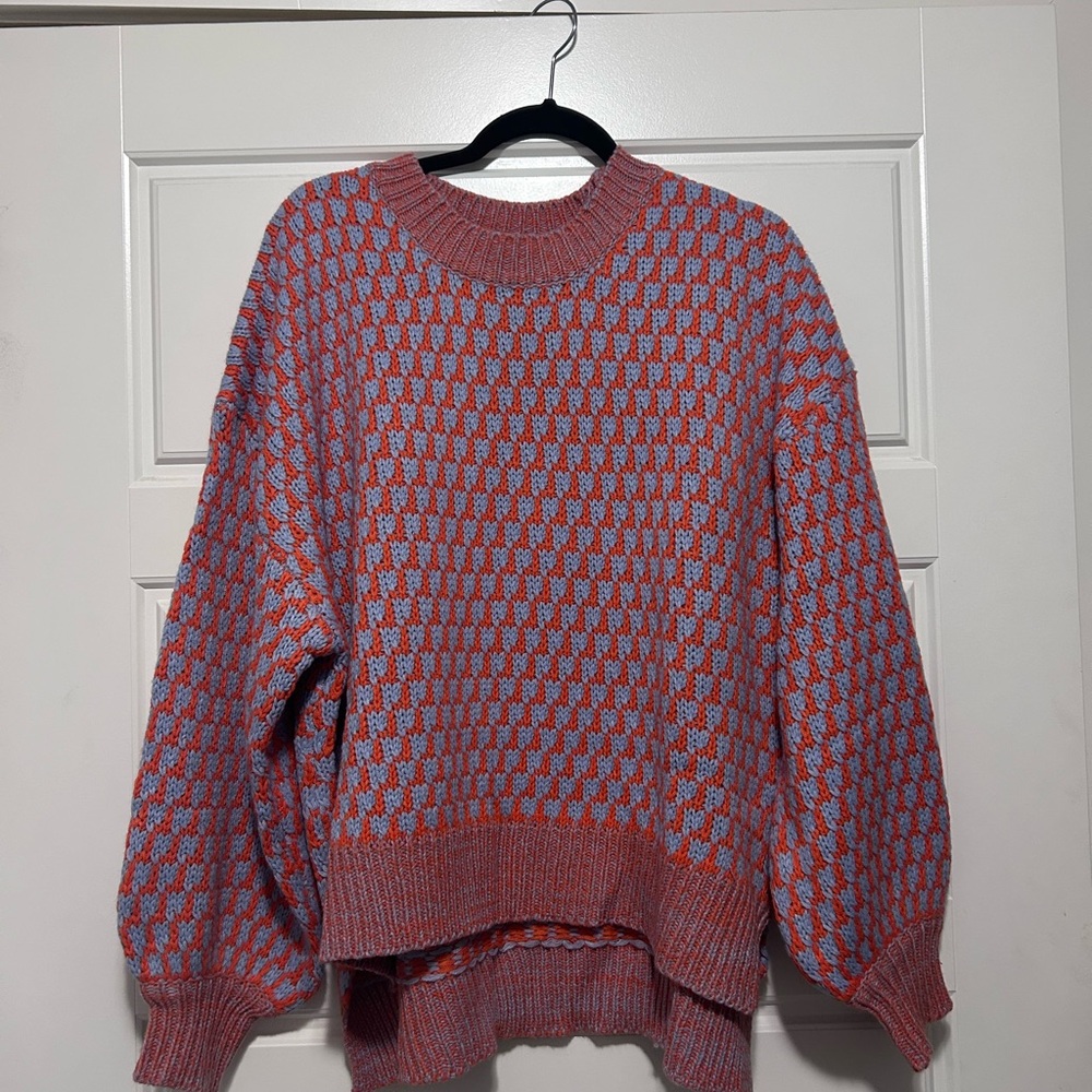 Altar'd State Pink and Blue Checkered Sweater